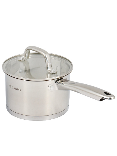Ковш нерж, 2.1 л, крышка металл, металл ручка, индукц, Daniks, Рейн