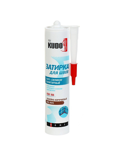 Герметик-затирка силиконовый, санитарный, KUDO, HOME KSK-166, RAL 8025, 280 мл, кофейно-коричневый