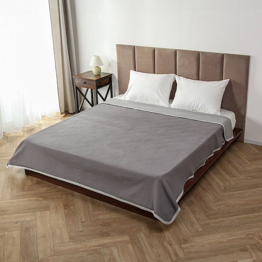 Плед евро, 200х230 см, 100% хлопок, Silvano, Палермо, серо-белый, A120045