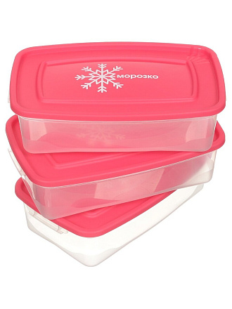 Контейнер пищевой пластик, 0.7 л, 8.5 см, 3 шт, в ассортименте, Полимербыт, Морозко, 4354036