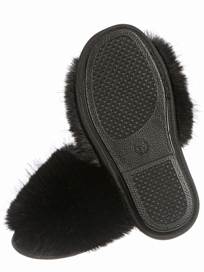 Тапки для женщин, черные, р. 39, меховые, ЛЮКС А