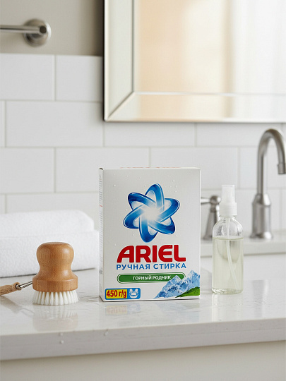 Стиральный порошок Ariel, 0.45 кг, ручной, для белого белья, Горный родник