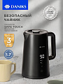 Чайник электрический Daniks, D2217E, черный матовый, 1.7 л, 2200 Вт, скрытый нагревательный элемент, сталь, пластик
