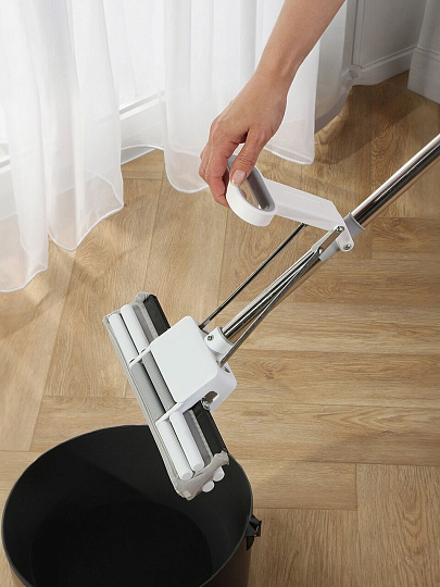 Швабра губка, ПВА, 117х27 см, с отжимом, телескопическая ручка, A260072