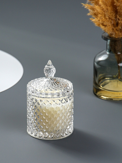 Свеча воск, в стеклянной банке, 7х11 см, 100гр, прозрач, Шейх