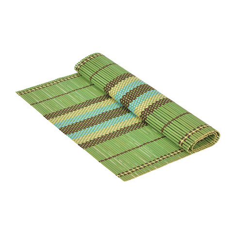 Салфетка сервировочная бамбук, 45х30 см, прямоугольная, зеленая, Плетенка Полосы, Y4-4372