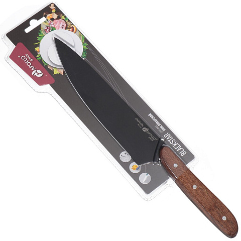 Нож кухонный Apollo, BlackStar, шеф-нож, нержавеющая сталь, 19 см, рукоятка дерево, BLS-01