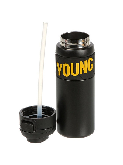 Термобутылка нержавеющая сталь, 0.65 л, Young, колба нержавеющая сталь, черная, Y4-9340
