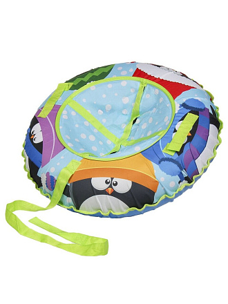 Санки-ватрушка Пингвины, 80 см, 80 кг, с буксировочным тросом, с ручками, N010114