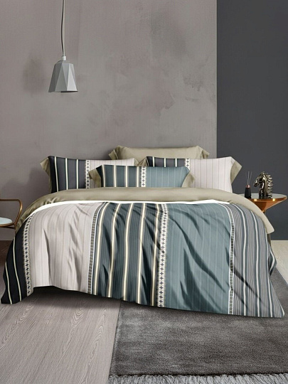 Постельное белье 2-спальное, простыня 230х240 см, 2 наволочки 50х70 см, пододеяльник 180х210 см, Cleo, тенсель, коллекция Soft Tencel, Полоска