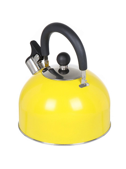 Чайник нержавеющая сталь, 2.5 л, со свистком, матовый, ручка металлическая, Daniks, желтый, GS-04011