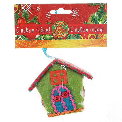 Елочное украшение Monte Christmas, Избушка, зелено-красное, 9.5 см, подарочная упаковка с хедером, N6090148