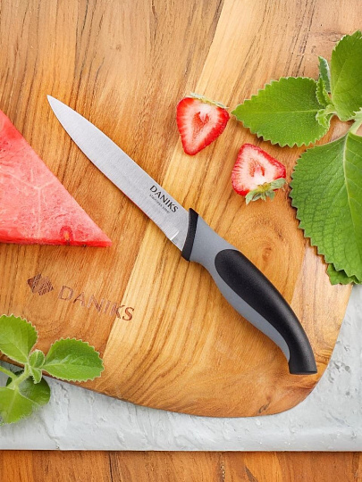 Нож кухонный Daniks, Модерн, универсальный, нержавеющая сталь, 12.5 см, рукоятка пластик, YW-A040-UT/YW-A040G-UT