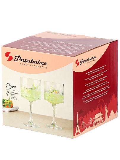 Бокал для вина, 500 мл, стекло, 4 шт, Pasabahce, Элизия, 440437B