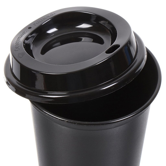 Стакан-тамблер 400 мл, пластик, Wowbottles, универсальное горлышко, с крышкой, черный, КК3157