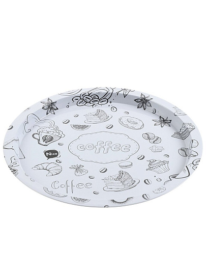 Поднос металл, 32х1.5 см, круглый, рисунок в ассортименте, Y4-8926