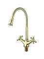 Смеситель для кухни, Gappo, гибкий излив, с кран-буксой, золотой, G4089-6