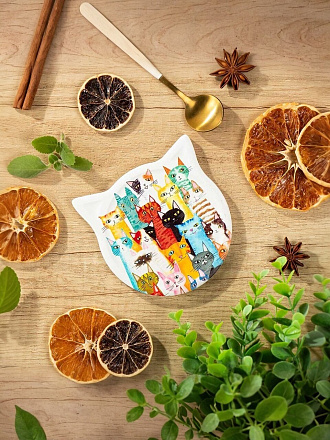 Подставка под горячее, керамика, 10.8х10.8 см, Коты, Y4-7345