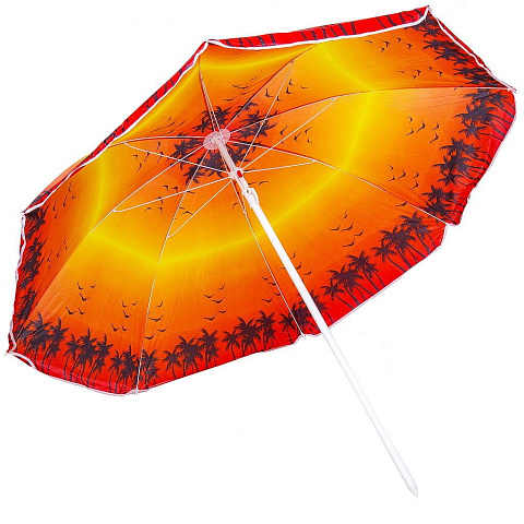 Зонт пляжный 180 см, с наклоном, 8 спиц, металл, Пальмы на закате, LG05