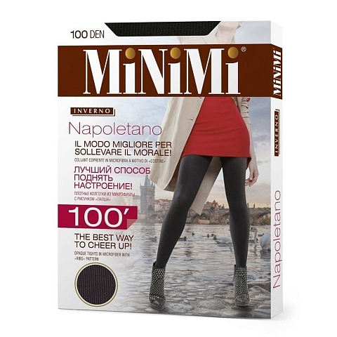 Колготки Minimi, Mini Napoletano, 100 DEN, микрофибра, р. 3, Carbone/темно-серые, лапша