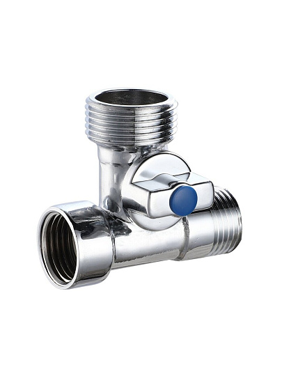 Кран для бытовых приборов, 1/2&quot;х3/4&quot;х1/2&quot;, г-ш-ш, трехходовой, РМС