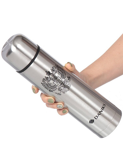 Термос нержавеющая сталь, 0.75 л, узкая горловина, Daniks, колба нержавеющая сталь, серебристый, SL-75Z