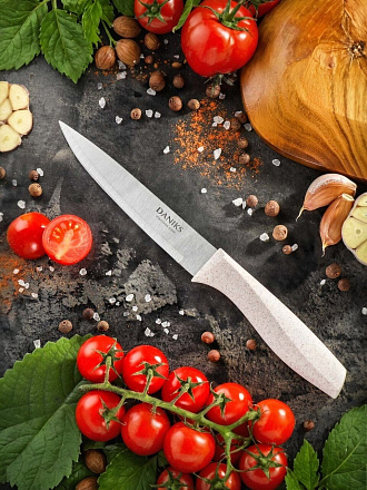 Нож кухонный Daniks, Латте, универсальный, нержавеющая сталь, 12.5 см, рукоятка пластик, YW-A383-UT