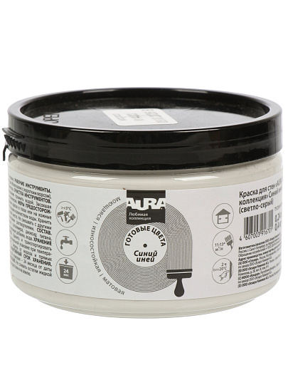 Краска водно-дисперсионная, Aura, акриловая, интерьерная, моющаяся, влагостойкая, матовая, синий иней, 0.4 кг