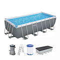 Бассейн каркасный Bestway, 488х244х122 см, Power Steel Rectangular, 56670BW, фильтр-насос, лестница, тент, 11532 л, поплавок-дозатор