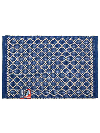 Коврик грязезащитный, 50х80 см, прямоугольный, хлопок, толщина 5 мм, ручного плетения, синий, Sindbad, 51491