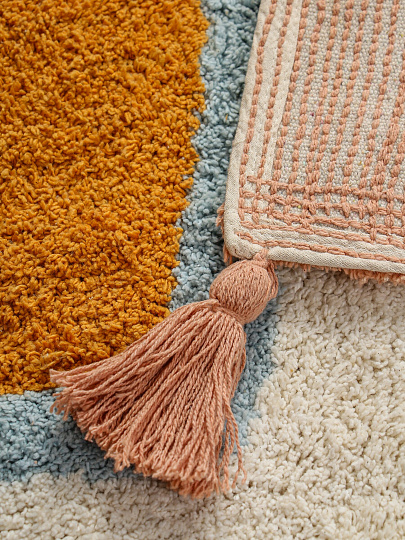 Коврик для ванной, 0.5х0.8 м, 100% хлопок, с кисточками, многоцветный, Silvano, Лиона