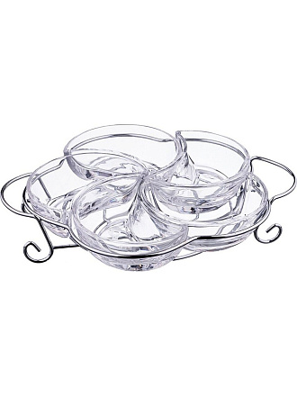 Менажница стекло, 28х23х6 см, 5 секций, металлическая подставка, Muza, 355-255