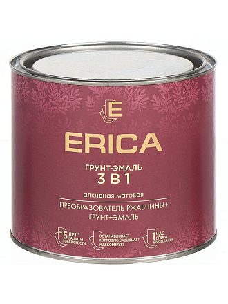 Грунт-эмаль Erica, по ржавчине, алкидная, белая, 1.8 кг