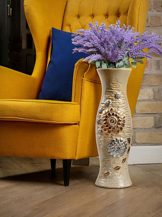 Ваза для сухоцветов керамика, напольная, 60 см, Аксинья, Y4-7261, бежевая