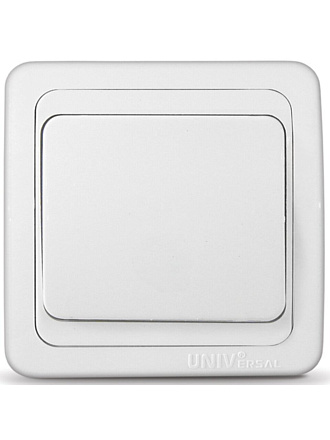 Выключатель скрытой установки, одноклавишный, без заземления, 10 А, пластик, белый, UNIVersal, Валери, В0021