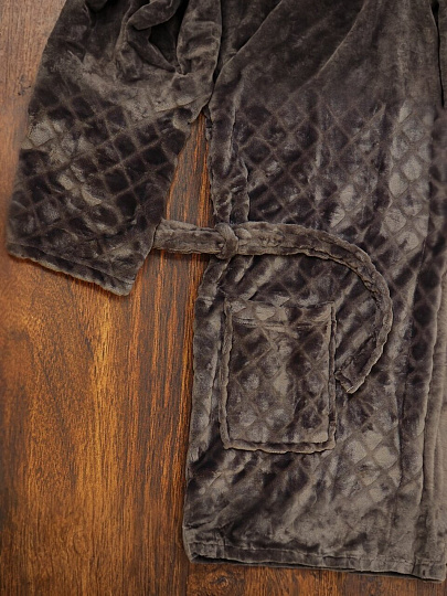 Халат унисекс, махровый, 100% полиэстер, графит, универсальный, 115х130х55 см, AI-0404020