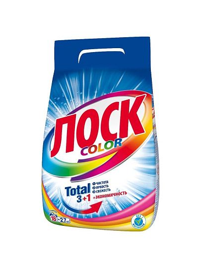 Стиральный порошок Лоск, 2.7 кг, автомат, для цветного белья, Color