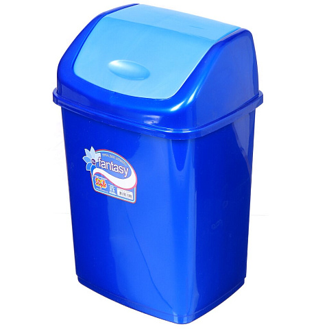 Контейнер для мусора пластик, 10 л, прямоугольный, плавающая крышка, синий перламутровый, Dunya Plastik, Sympaty, 09402