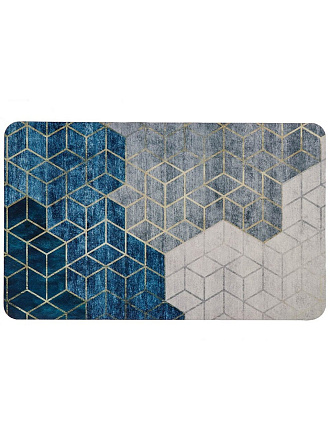 Коврик интерьерный 0.48х0.78 м, сине-серый, хлопковый, Y4-6813