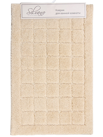Коврик для ванной, 0.5х0.8 м, полиэстер, молочный, Silvano, Клетка, Y4-11464