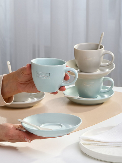 Набор чайный фарфор, 12 предметов, на 4 персоны, 180 мл, с ложками, Элитный вкус, RS097/4655, подарочная упаковка