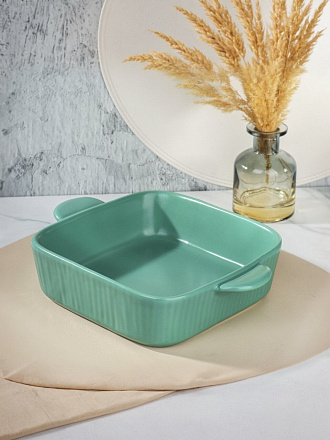 Форма для запекания керамика, 24.5х18х6 см, 0.58 л, прямоугольная, бирюзовая, Daniks, Удовольствие, Y4-8721