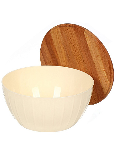 Салатник пластик, круглый, 10.8 см, 2.8 л, с крышкой, Cardamom, Sugar&amp;Spice, SE106011996, бежевый