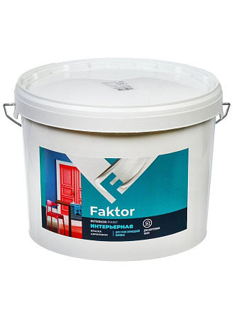 Краска водно-дисперсионная, Ярославские Краски, Faktor, акриловая, интерьерная, матовая, белая, 13 кг, ВД