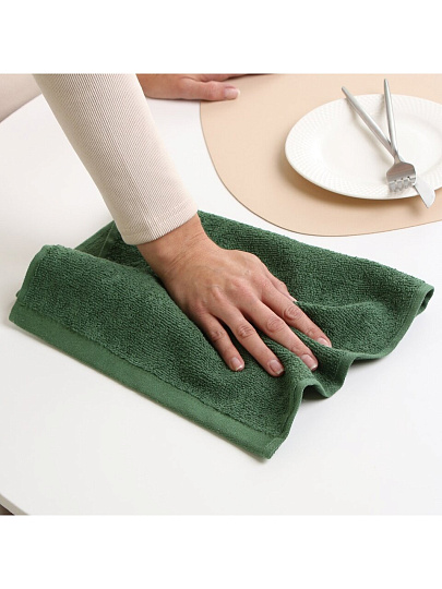 Набор полотенец кухонных 2 шт, 30х50 см, махровый, 100% хлопок, 400 г/м2, Silvano, Листья, зеленый, Узбекистан