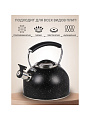 Чайник нержавеющая сталь, 2.7 л, со свистком, ручка бакелитовая, Daniks, Черный мрамор, индукция, PR-2205 - фото 10