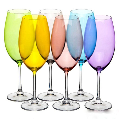 Бокал для вина, 510 мл, стекло, 6 шт, Bohemia, Milvus, цветная чаша, 91L/1SD22/0/D4642/510-662