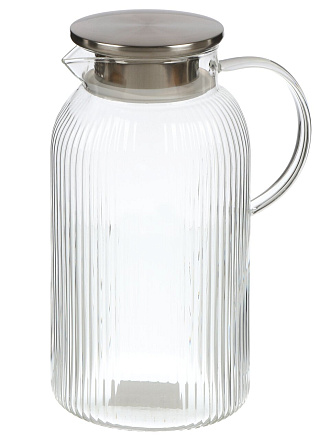 Кувшин боросиликатное стекло, 1.9 л, с крышкой, Грани, Y4-11033, прозрачный, крышка-фильтр