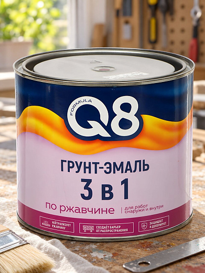Грунт-эмаль Formula Q8, по ржавчине, алкидная, вишневая, 1.8 кг