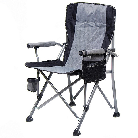 Кресло складное 50х50х94 см, серое, полиэстер 600D, с карманом, с сумкой-чехлом, 150 кг, Y9-033